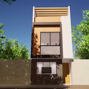 Plano de casa moderna para terreno 4x10m
