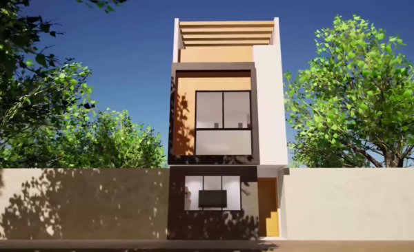 Plano de casa moderna para terreno 4x10m