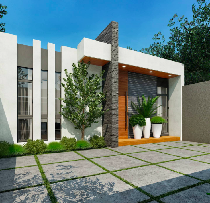 Plano de casa moderna para terreno 7x7m - PLANOS DE TU CASA DISEÑOS EN VENTA